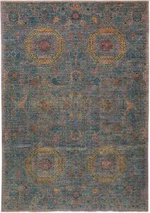Tappeto Mamlouk Pakistan Floreale Verde Petrolio Grigio 202x297 Cm