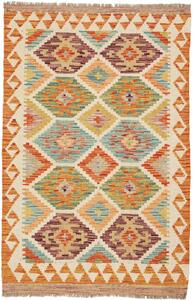 Tappeto Kilim Afghanistan Astratto Multicolore Beige 85x130 Cm