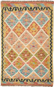 Tappeto Kilim Afghanistan Geometrico Multicolore Giallo 81x127 Cm