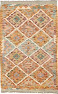 Tappeto Kilim Afghanistan Geometrico Arancio Azzurro 81x123 Cm