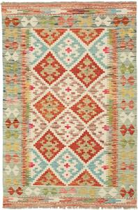 Tappeto Kilim Afghanistan Astratto Crema Arancio 83x128 Cm