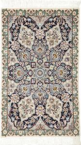 Tappeto Nain 9la Persia Medaglione Blu Scuro Crema 60x97 Cm