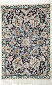 Tappeto Nain 9la Persia Medaglione Crema Blu Scuro 60x90 Cm