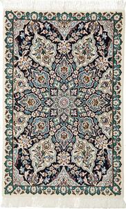 Tappeto Nain 9la Persia Medaglione Avorio Blu Scuro 58x90 Cm