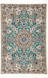 Tappeto Nain 9la Persia Medaglione Verde Acqua Crema 60x90 Cm