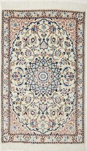 Tappeto Nain 9la Persia Medaglione Avorio Blu 60x97 Cm