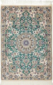 Tappeto Nain 9la Persia Medaglione Avorio Verde Acqua 63x92 Cm