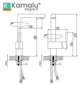 Miscelatore cucina dal design quadrato in finitura cromata | Kam-120 - KAMALU