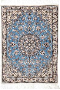 Tappeto Nain 6la Persia Medaglione Celeste Avorio 66x90 Cm