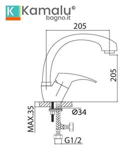 Miscelatore cucina monocomando con canna orientabile | Kam-140 - KAMALU