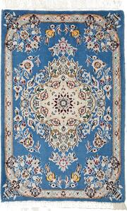 Tappeto Nain 9la Persia Medaglione Blu Avorio 60x96 Cm