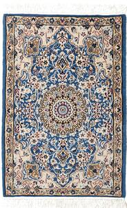 Tappeto Nain 9la Persia Medaglione Blu Petrolio Avorio 60x90 Cm