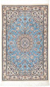 Tappeto Nain 6la Persia Medaglione Celeste Avorio 60x97 Cm