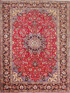 Tappeto Nadjafabad Persia Medaglione Rosso Blu 257x346 Cm