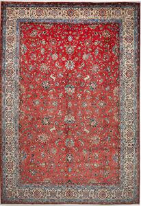 Tappeto Sarough Persia Floreale Rosso Corallo Blu 270x390 Cm