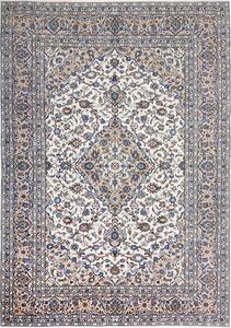Tappeto Kashan Persia Medaglione Avorio Blu 247x354 Cm