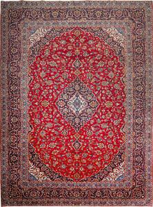 Tappeto Ardakan Persia Medaglione Rosso Blu Scuro 297x402 Cm