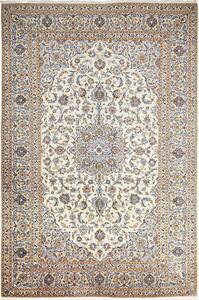 Tappeto Kashan Persia Medaglione Crema Blu 244x362 Cm