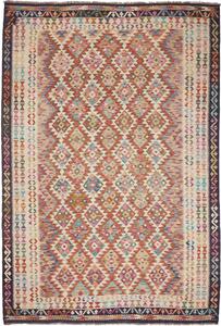 Tappeto Kilim Afghanistan Geometrico Multicolore Terracotta 198x294 Cm
