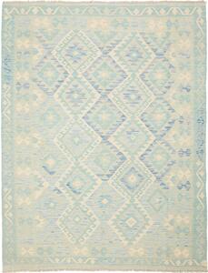 Tappeto Kilim Afghanistan Geometrico Azzurro Avorio 152x200 Cm