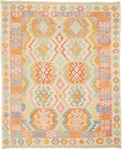 Tappeto Kilim Afghanistan Geometrico Avorio Celeste 155x193 Cm