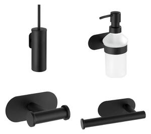 Set di accessori da bagno nero opaco in acciaio inox autoportanti Orea - Wenko