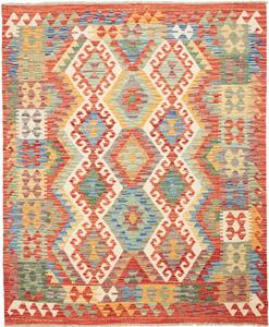 Tappeto Kilim Afghanistan Astratto Multicolore Vibrante 157x192 Cm