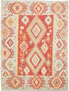 Tappeto Kilim Afghanistan Geometrico Rosso Azzurro 153x204 Cm