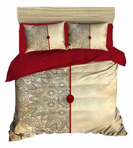 Biancheria da letto estesa in raso rosso e beige per letto matrimoniale 200x220 cm - Mijolnir
