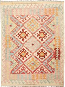 Tappeto Kilim Afghanistan Geometrico Crema Terracotta 153x204 Cm