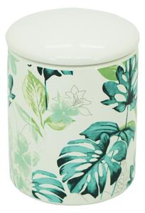 Porta cotone Gardena barattolo con coperchio in ceramica bianco verde AQUASANIT