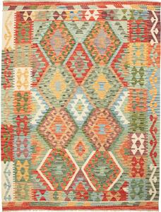 Tappeto Kilim Afghanistan Geometrico Policromo Terracotta 155x201 Cm