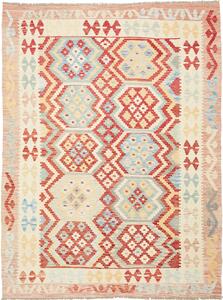 Tappeto Kilim Afghanistan Geometrico Rosso Blu 158x212 Cm