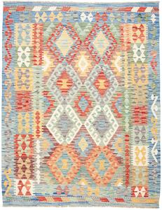 Tappeto Kilim Afghanistan Geometrico Blu Rosso 153x196 Cm