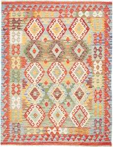 Tappeto Kilim Afghanistan Geometrico Multicolore Vivace 154x198 Cm