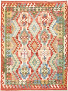 Tappeto Kilim Afghanistan Astratto Terracotta Azzurro 148x197 Cm