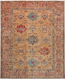 Tappeto Kazak Fine Pakistan Geometrico Oro Rosso 253x307 Cm