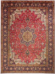 Tappeto Tabriz Persia Medaglione Rosso Blu 298x410 Cm