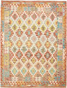 Tappeto Kilim Afghanistan Geometrico Crema Multicolore 154x204 Cm