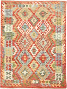 Tappeto Kilim Afghanistan Geometrico Multicolore Rosso 152x202 Cm