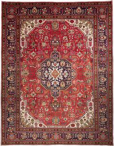 Tappeto Tabriz Persia Geometrico Rosso Blu 304x399 Cm