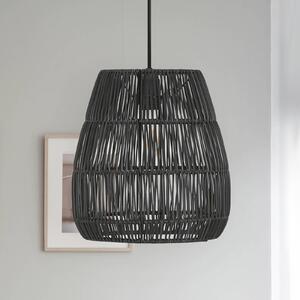 PR Home Lampada a sospensione Saigon, look rattan, nero, Ø 38 cm