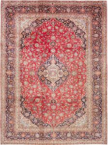 Tappeto Ardakan Persia Medaglione Rosso Blu Scuro 256x350 Cm
