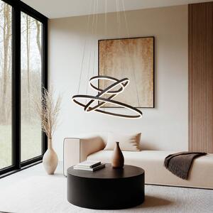 Lampada LED a sospensione Arcchio Albiona, nero, 3 anelli, Ø 80 cm Albiona Arcchio, dimmerabile, Nero, Metallo, Moderno