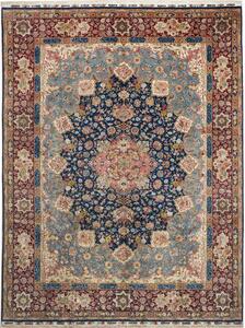 Tappeto Tabriz 70 Raj Persia Medaglione Blu Rosso 300x397 Cm