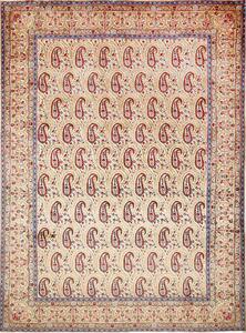Tappeto Ghom Persia Astratto Crema Rosso 290x385 Cm