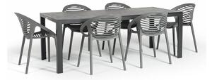 Set da pranzo da giardino per 6 persone con sedia Joanna grigia e tavolo Viking, 90 x 205 cm Viking & Joanna - Bonami Selection