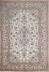 Tappeto Kashan Persia Medaglione Crema Blu 200x304 Cm