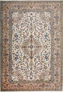 Tappeto Kashan Persia Medaglione Avorio Beige Rosato 243x353 Cm