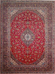 Tappeto Ardakan Persia Medaglione Rosso Blu Scuro 305x405 Cm